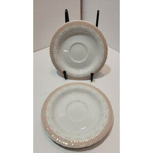 Vtg Eschenbach Bavaria Germany Saucers Set Of Two with Small Pink Tulips 5.5"